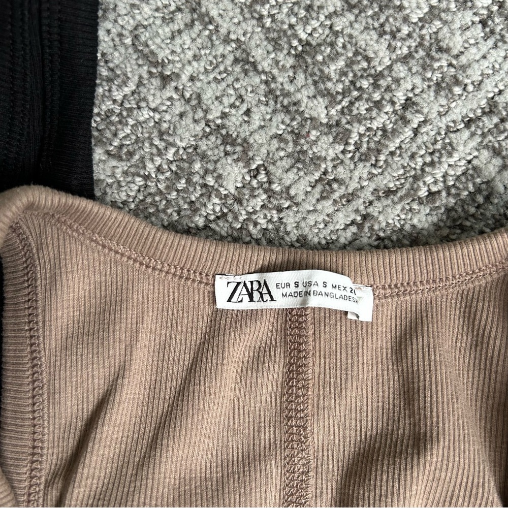 Bundle Zara Women's Black and Tan Ribbed Tank Tops - Picture 2 of 6